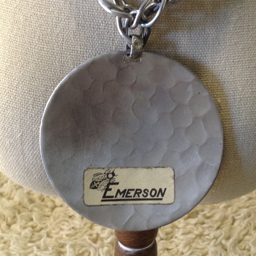 VTG Aluminum Emerson Floral Pendant MCM Modern Post War Jewelry Collectible Chic - Picture 4 of 4